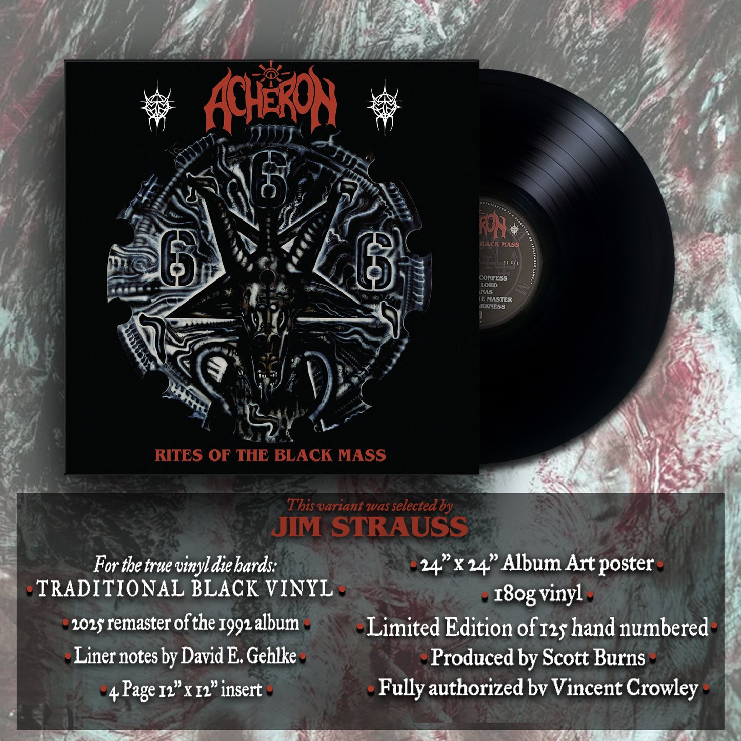 Acheron - Rites of the Black Mass (Single LP - JIM STRAUSS designed variant) w/SIGNED album flat