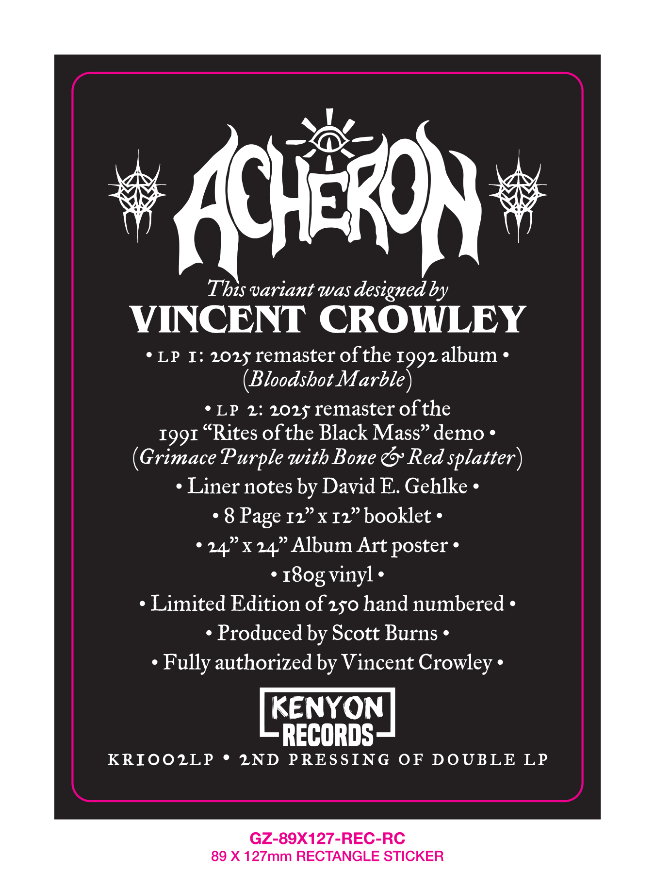 Acheron - Rites of the Black Mass (Double LP - VINCENT CROWLEY designed variant) w/SIGNED album flat