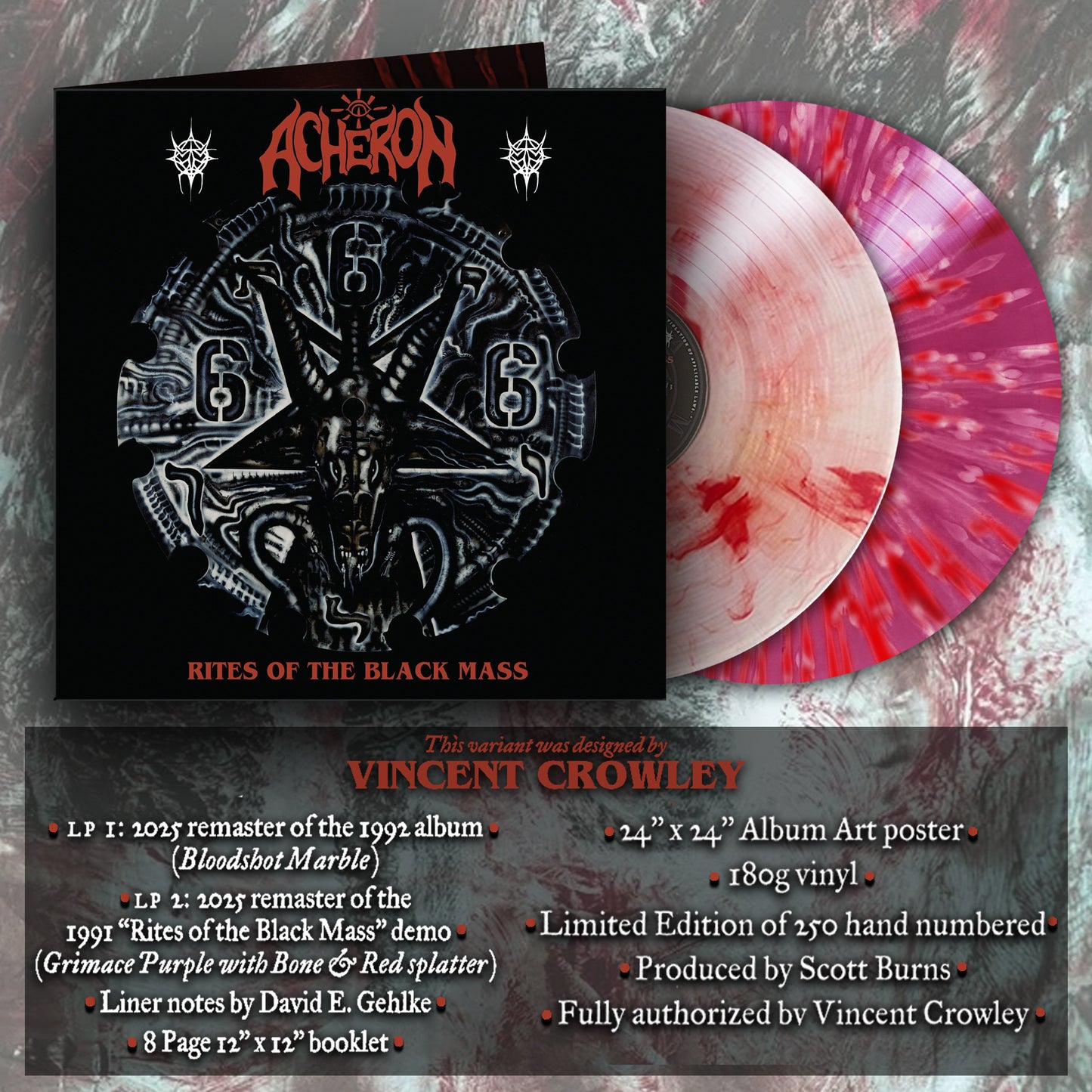 Acheron - Rites of the Black Mass (Double LP - VINCENT CROWLEY designed variant) w/SIGNED album flat
