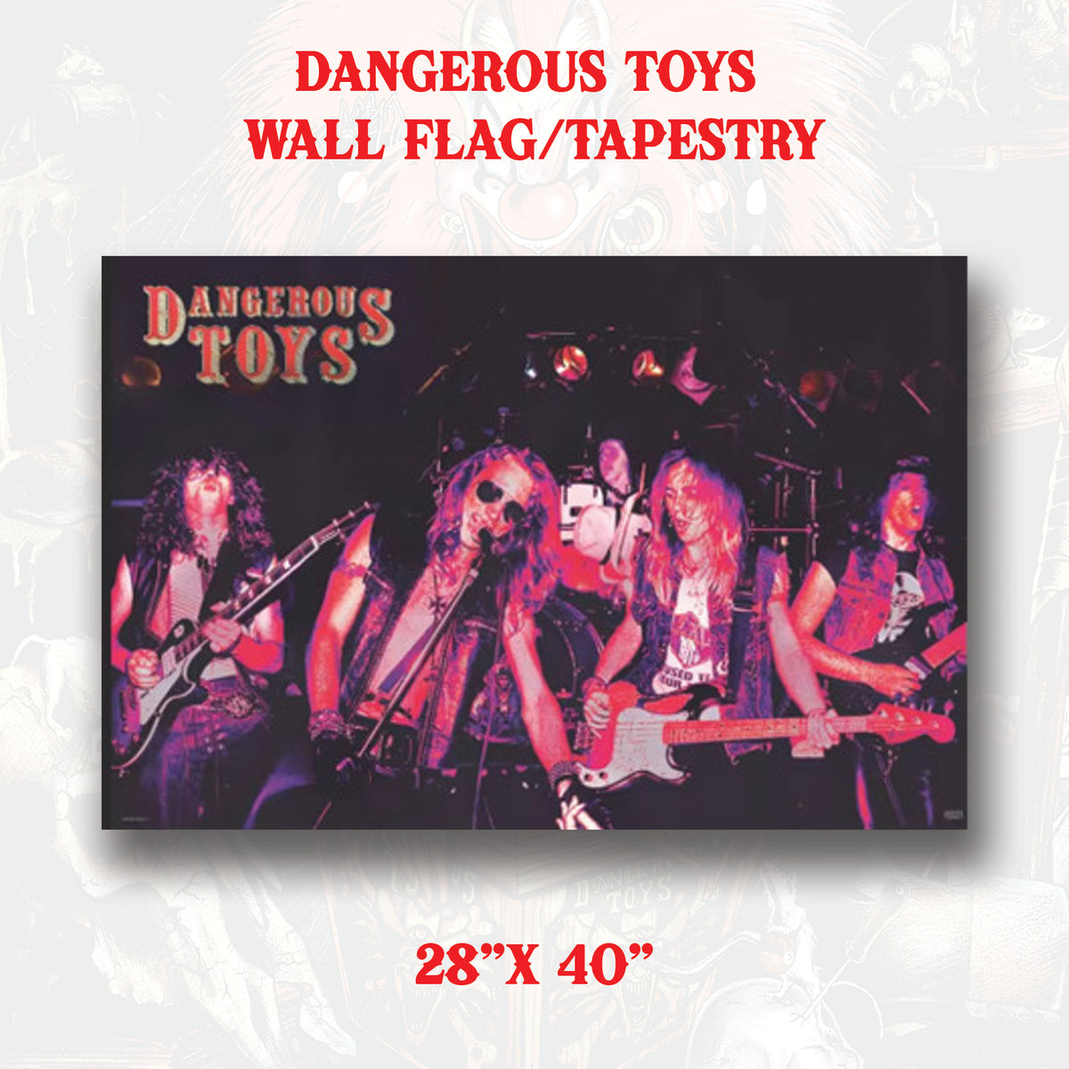 Dangerous Toys - Wall Flag/Tapestry 28" x 40" Live '89 Band Photo (Limited to 50)