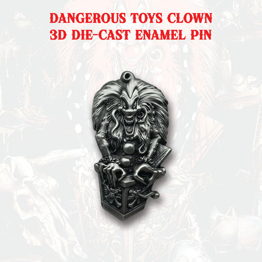 Dangerous Toys – 3D “Bill Z. Bub” Clown Enamel Pin (Gunmetal Color)