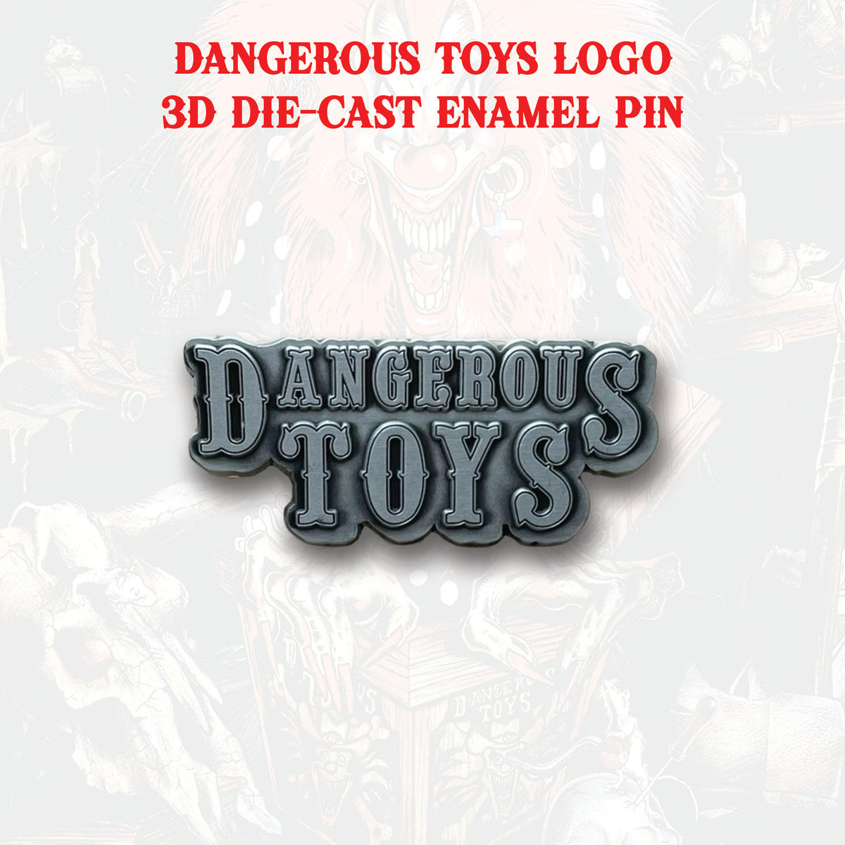 Dangerous Toys - 3D Gunmetal Logo Enamel Pin