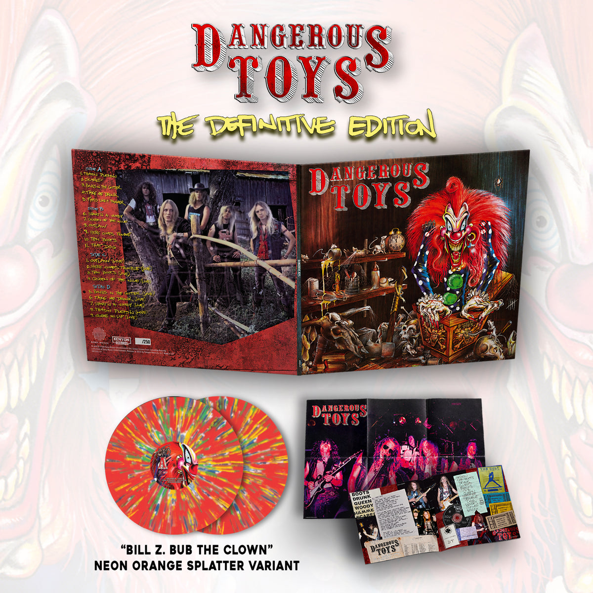 Dangerous Toys - Dangerous Toys: The Definitive Edition (Double LP - "Bill Z. Bub The Clown Neon Orange Splatter" Variant)w/SIGNED flat